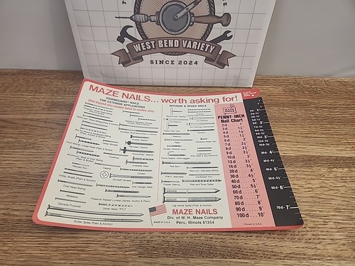 MAZE NAILS Plastic Identification Chart, 9" X 11"