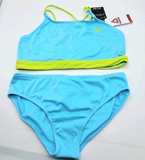 Reebok Bikini 18 Girls Blue Neon Green High Neck Strappy Back 2 Piece
