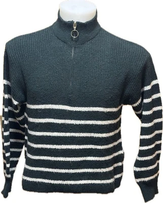 Only Strickpullover Gr. S Damen Schwarz/ Weiß Gestreift Pulli Sweatshirt - Bild 1 von 4