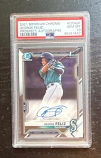 Bowman 2021 Chrome Prospect Autographs George Feliz PSA 10 #CPA-GF Mariners