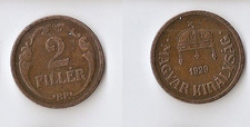 HUNGARY  2 filler 1929 BP  Crown of St. Stephen