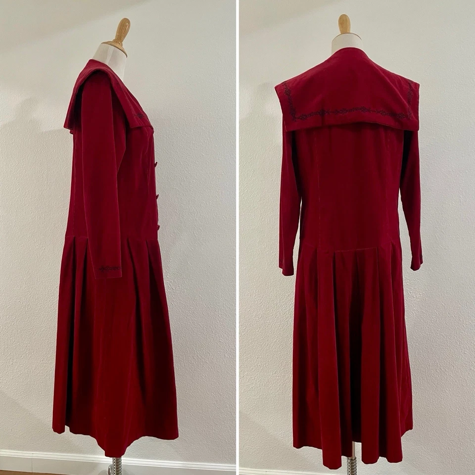 Vestido De Colección Años 80/90 Laura Ashley Pana Cuello Marinero Doble Pecho Talla 10 Foto 2 de 4