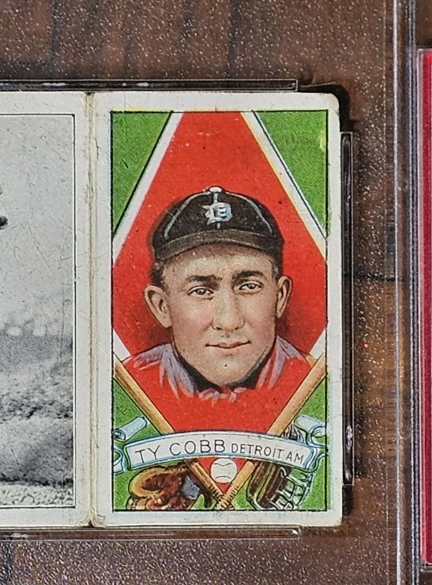 1912 T202 Hassan Triple Folder Ty Cobb Steals Third Cobb/Moriarity PSA 2 Iconic view 4