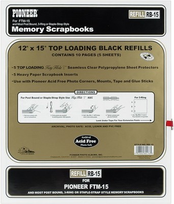 Pioneer  Universal Top-Loading Page Protectors 5/Pkg-12''X15'' (W/Black Inserts)