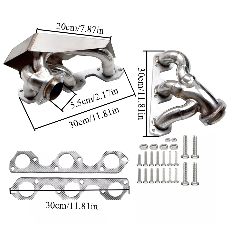 Cabezal colector corto de acero inoxidable con junta Fit Jeep Wrangler JK 3,8 L V6 2007-2011 Foto 2 de 4