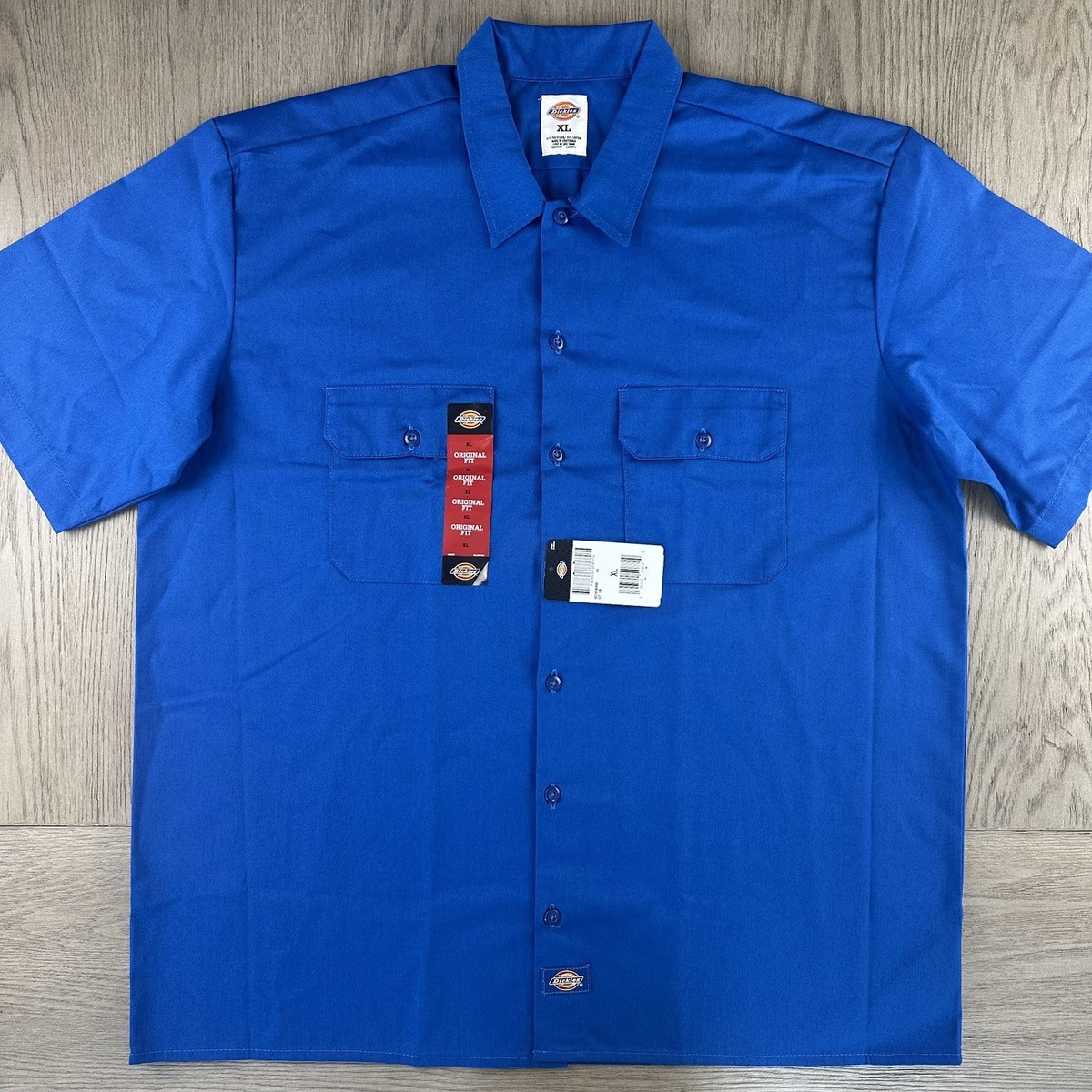 Size XL Dickies GT574 Mechanic Work Shirt Blue Short Sleeve Twill