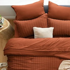 Seersucker Terracotta Queen Comforter Set 7 Pieces All Season Bedding Set Queen