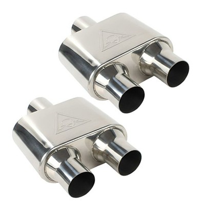 Stainless Steel Pair of Performance Universal Muffler 3'' ID x 2.5'' ID x 13'' Long