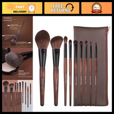 Professional Bamboo Makeup Brushes Set with Case, Natural Hair Cosmetic Brushes