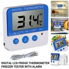 LCD Digital Fridge Thermometer with Alarm Freezer Temperature Meter Easy to Read