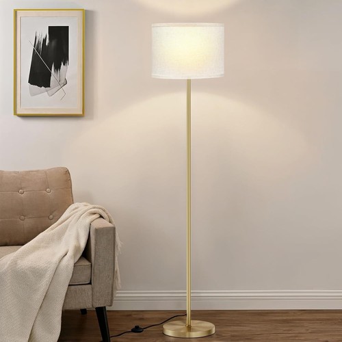 Modern Floor Lamp 60"w/ Pedal Switch, White Shade for Living Room Bedroom Office - Picture 3 of 11