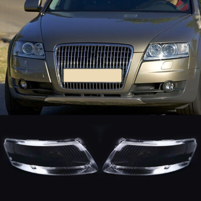 LH+RH Side Transparent Headlight Lens Shell Fit For Audi A6 S6 2005-2011