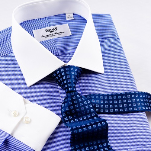Herren blau Gingham Kontrast doppellagig 80er Jahre fein Wevon formell Business Hemden  - Bild 6 von 10