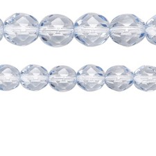 Czech Fire Polished Light Blue 8mm Faceted Glass Beads 1 Strand 50 