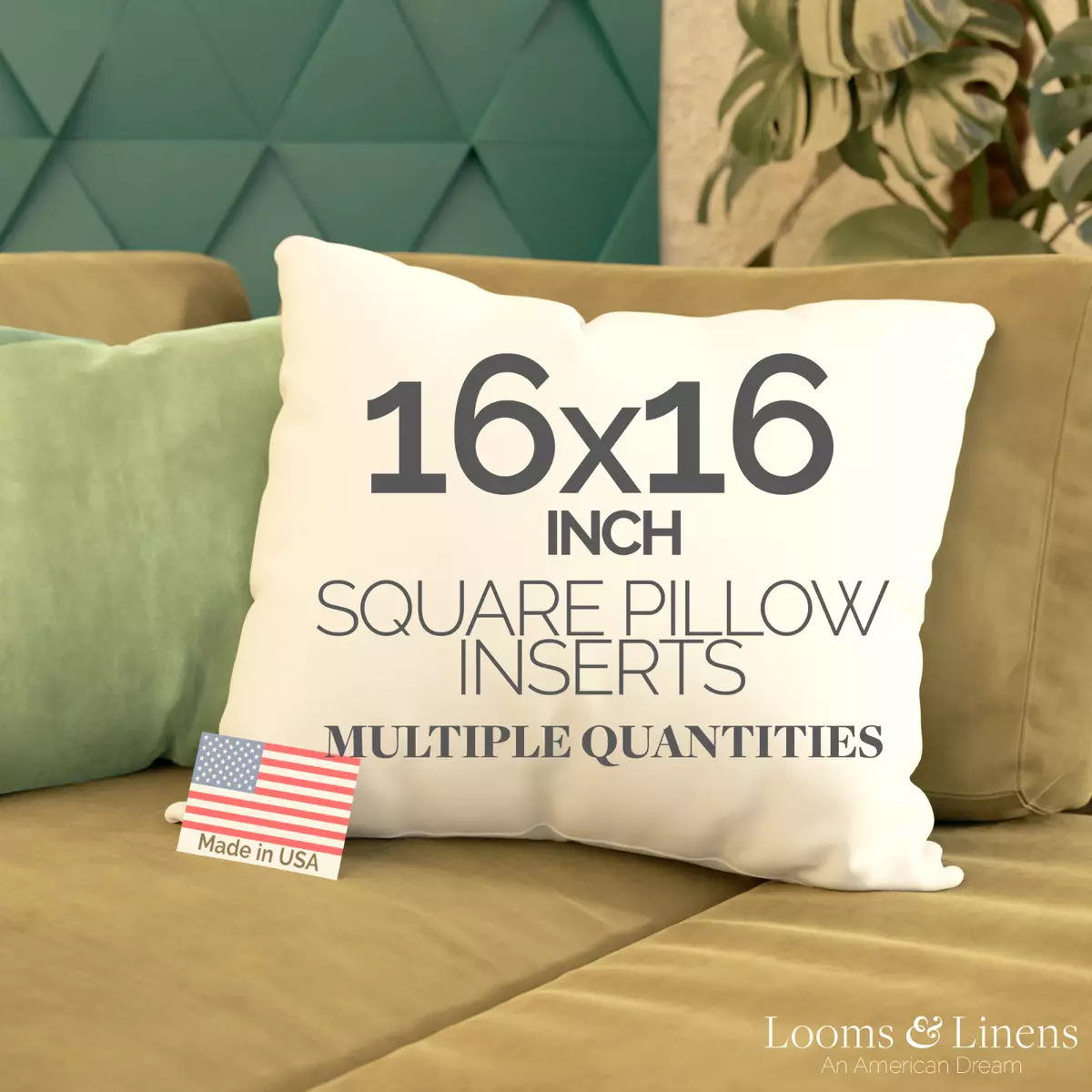 16 x 16 Down Alternative Throw Pillow Inserts Square Form Insert Sham  Stuffing