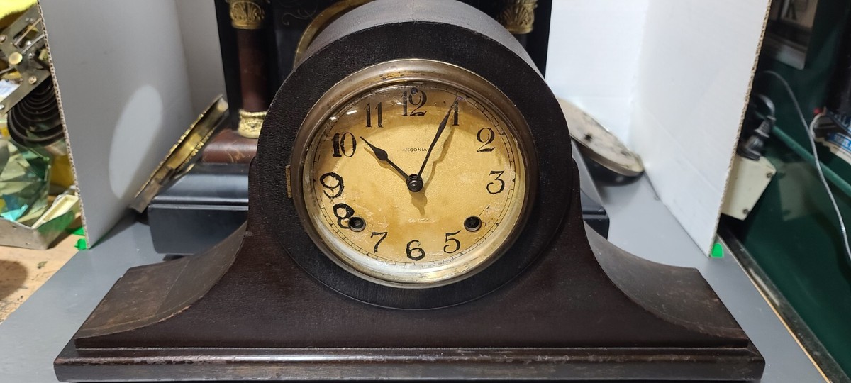 【大正ロマン・昭和レトロ】ゼンマイ式　置時計　Ansonia Clock 大正ロマン・昭和レトロ】ゼンマイ式 置時計 Ansonia Clock
