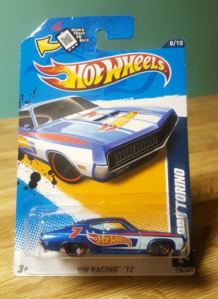ミニカー Hot Wheels 70 Ford Torino 40th Hot Wheels '70 Ford Torino Blue HW Racing Logo 1:64 Scale