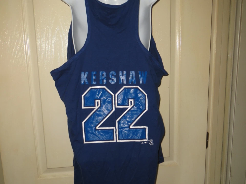 Camiseta sin mangas Majestic LA Dodgers 22 Kershaw para mujer, azul Foto 3 de 4
