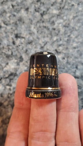 1996 Atlanta Olympic Games Set of 12 Ceramic Souvenir Thimbles Black & White - Picture 3 of 18