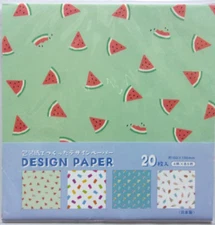 LAULEA Summer 4 Design Origami Paper Japan 20 Sheets Watermelon Ice Cream