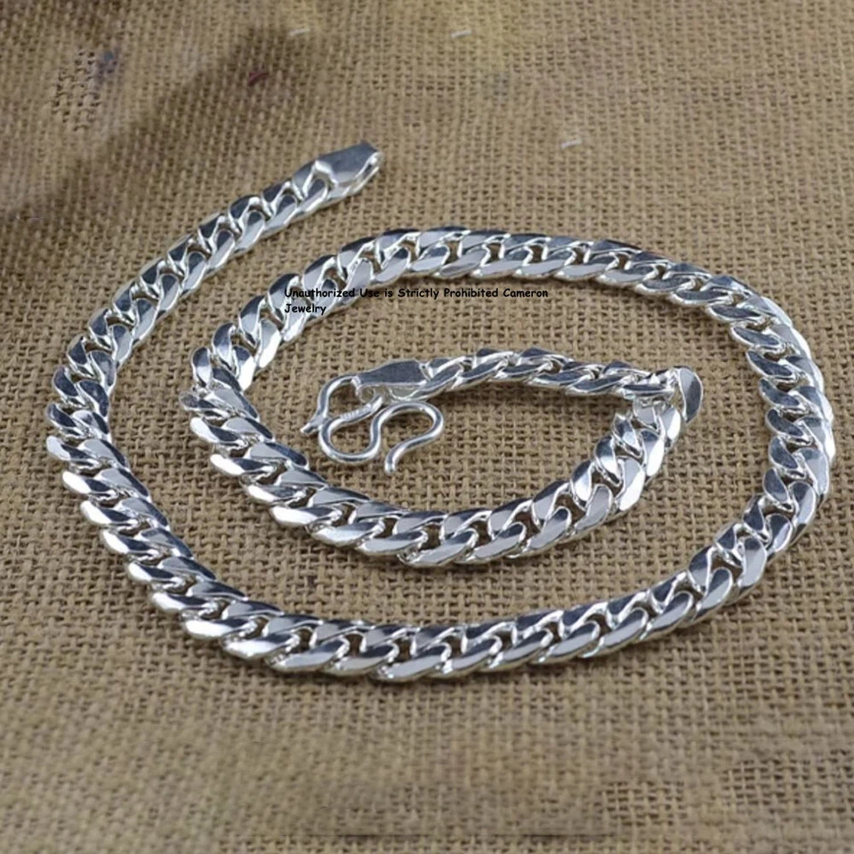 Collar de eslabones de 3-13 mm de cadena de plata fina 999 de plata fina pura S999 16-26 pulgadas Foto 3 de 4