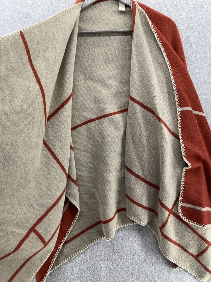 Cato женщин пончо кирпич красный коричневый один размер сшитый водопад спереди - Изображение 3 из 4