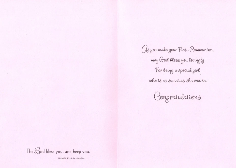 Congratulations First Holy Communion Girl Bunny Rabbit Hallmark Greeting Card - Image 2 of 3