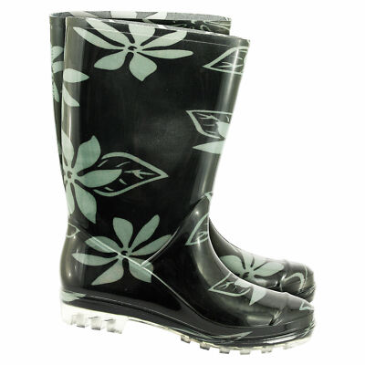 Damen Regenstiefel Gartenstiefel Gummistiefel Stiefel Blumenmuster