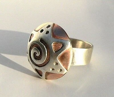 Anello con stella di David in argento sterling e rame, gioielli ebraici... - Immagine 2 di 4