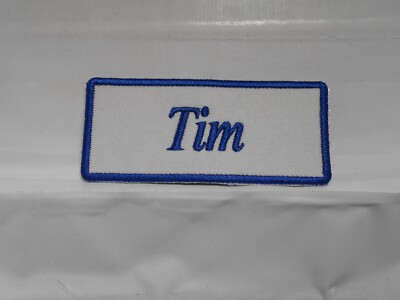 TIM  NEW EMBROIDERED  SEW / IRON ON NAME PATCH ASSORTED COLORS 1-1/2t X 3-1/2w