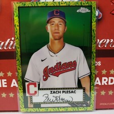 2021 Topps Chrome Platinum Anniversary Zach Plesac #256 70th Green/Yellow /99