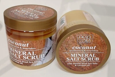 2 x 660g Dead Sea Collection Coconut Oil Mineral Salt Natural Bath Body Scrub