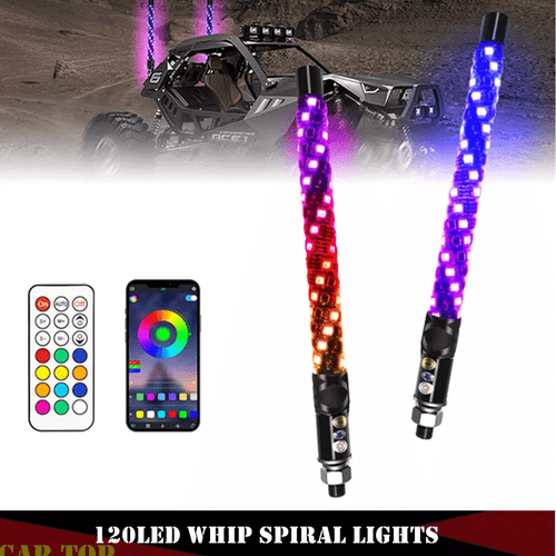 2PCS 1FT Lighted LED Whip Light Antenna RGB Chasing For RZR Can-am X3 UTV ATV - Picture 12 of 15