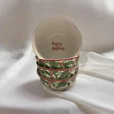 Royal  Norfolk Bowls Happy Holidays Holly Berry Soup Cereal Salad Christmas