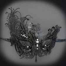 Masquerade Mask for Women | Elegant Swan Masquerade Mask BLACK