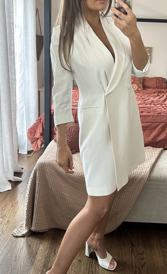 Vestido Blazer Traje Karen Millen Talla 10 Blanco Esmoquin Foto 3 de 4