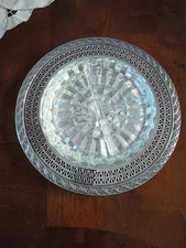 TRAY VINTAGE SILVERPLATE GALLERY STYLE/GLASS LINER INTERNATIONAL SILVER COMPANY