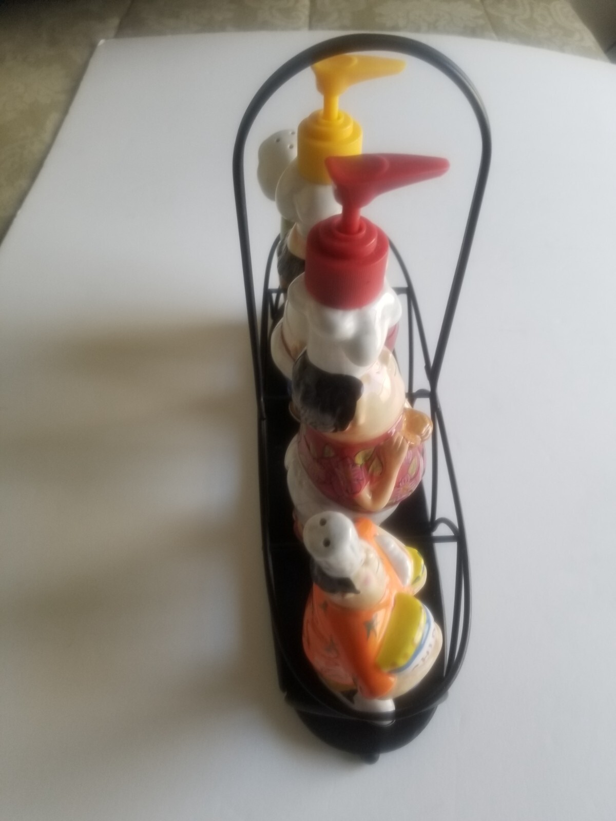 Tracy Flickinger Condiment Set & Caddy Masters of the Grill BBQ Chefs