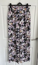 Ladies Black Pink Mix PIECES Elastic Waist Straight Leg Trousers Size Small