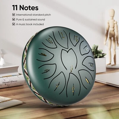 COULEEUR Tongue Drum 11 Noten 6 Zoll Zungentrommel Scheibentrommel Steel Pan Töne Scheibe
