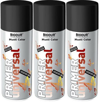 3x 400ml Lackspray Grundierung Rostschutz Rostprimer Haftgrund Autolack Schwarz