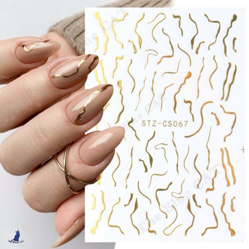 Nail Art Stickers French Line Swirl Wave Geometric Self-adhesive Nail Art 2021 - Picture 1 of 2