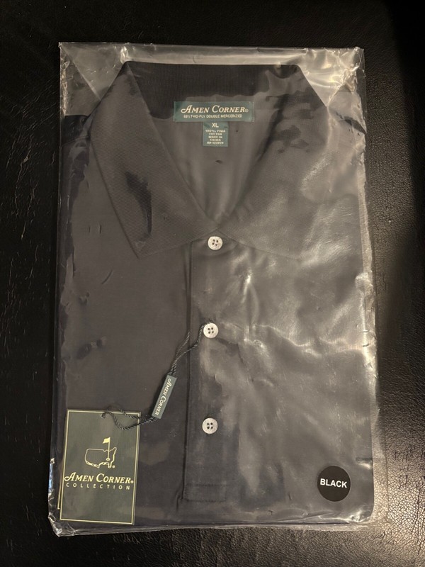 The Master's Men's Black Golf Shirt XL with Yellow Logo Amen Corner Collection