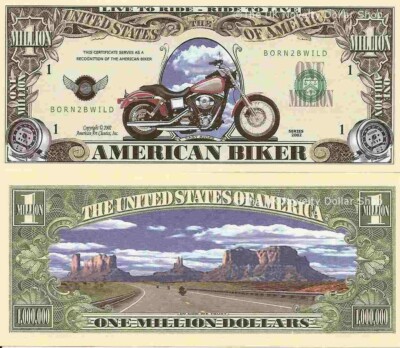 Harley Davidson American Biker Million Dollar Scheine x 2 Live to Ride