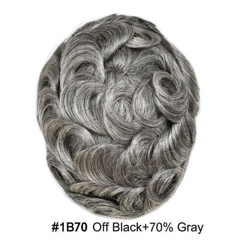 Mens Toupee Human Hair Systems Full Poly Thin Skin Hair Piece Replacement System - Picture 79 of 159