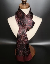 100% Silk Satin Scarf men women neckerchief Wrap Paisley dark wine red QS175-22