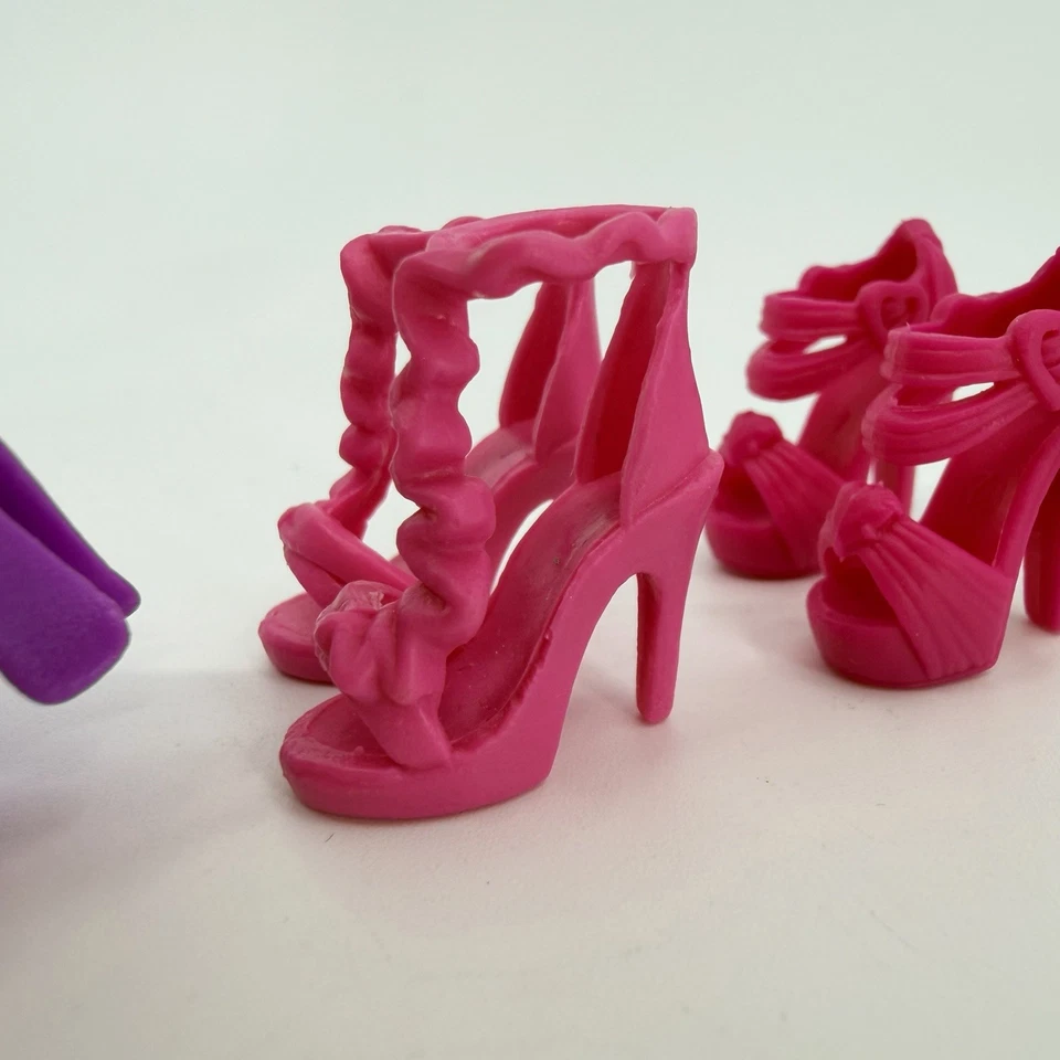 Genuine Barbie Doll Shoes High Heels Fancy Fashion Lot 3 Pairs Pink Purple - Image 3 of 4