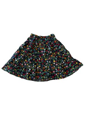 Girls Hanna Anderson Tiered Skirt, Flowers, Tulip Navy Base Size 90 100% Cotton
