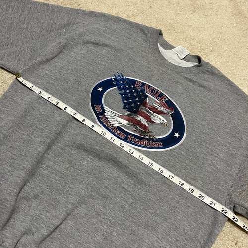 Jerzees Eagle American Tradition USA Flag Graphic Sweatshirt Grey Large - Picture 6 of 7