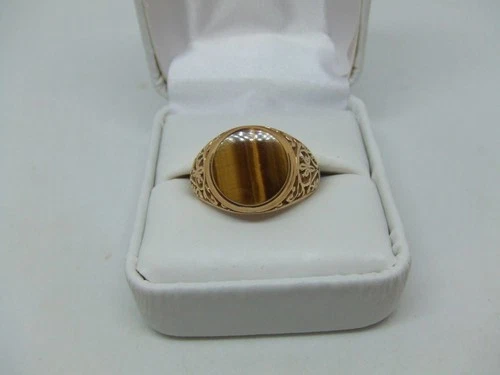 Men's 10k y.g. tiger's eye ring size 10